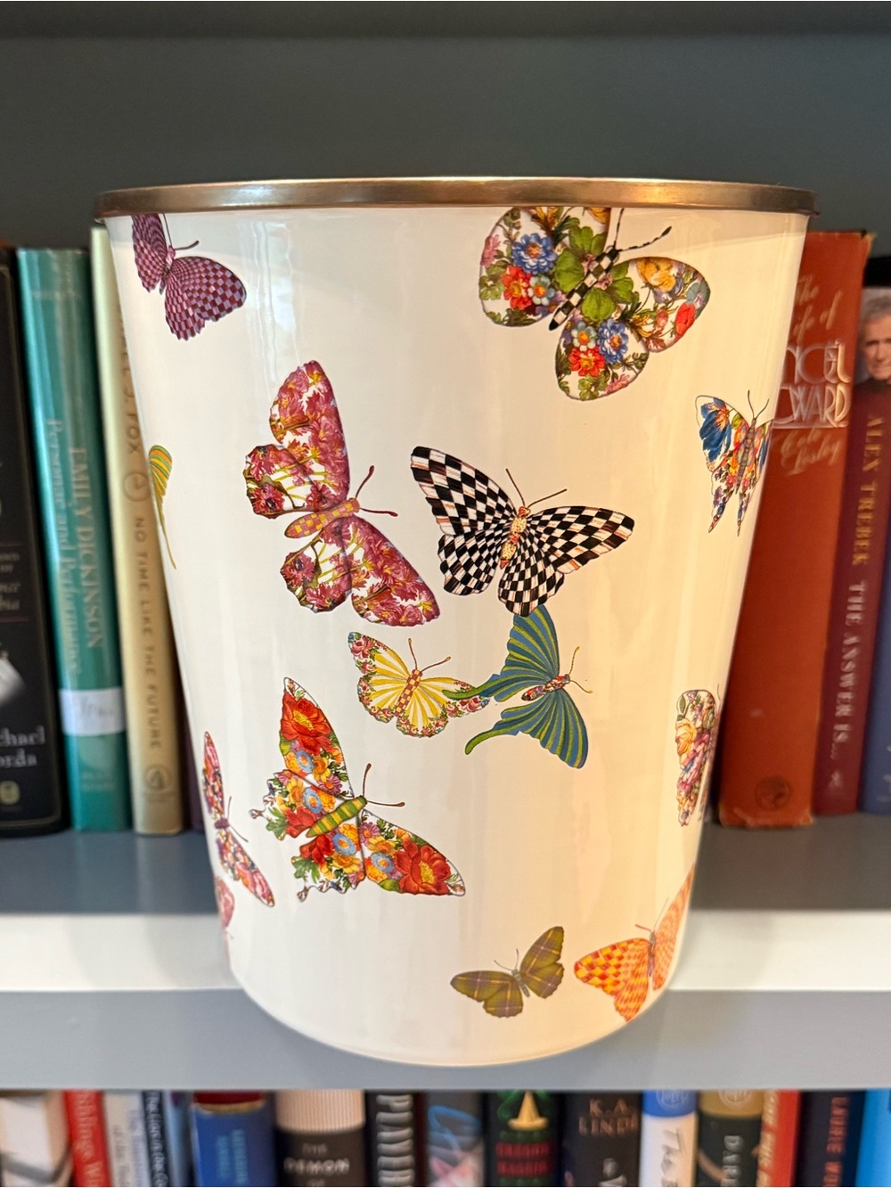 MACKENZIE-CHILDS | Rare Retired Butterfly Garden Waste Bin